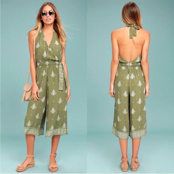 NWT New Faithfull The Brand Lima Halter Neck Wide Leg Jumpsuit Size 8